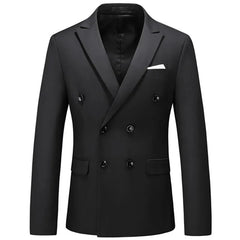 2025 Fashion New Men's Casual Boutique Business Solid Color Double Breasted Suit Jacket Blazers Coat