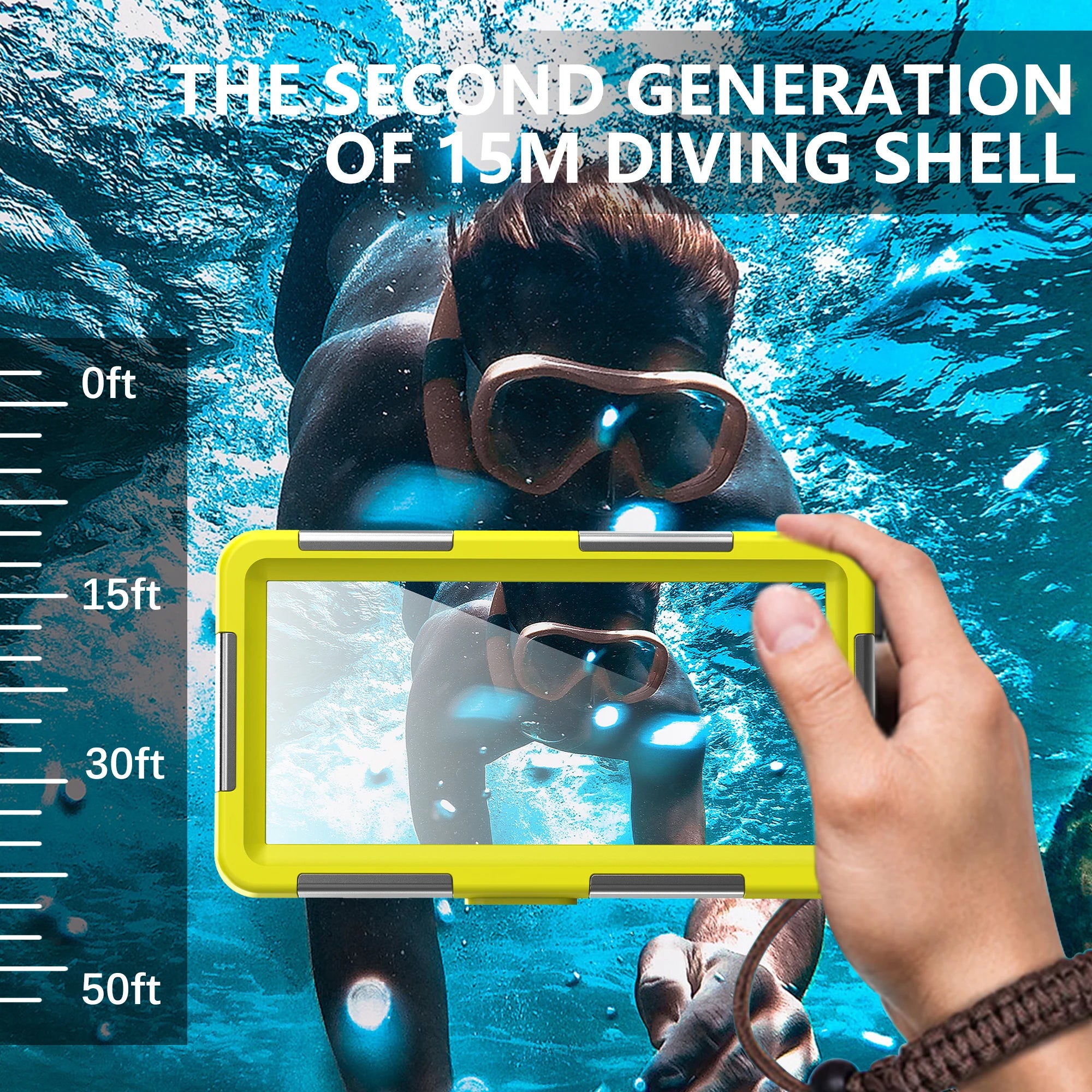 Showlu Smart General waterproof phone pouch in black, universal beach case with clear front for easy touchscreen access.