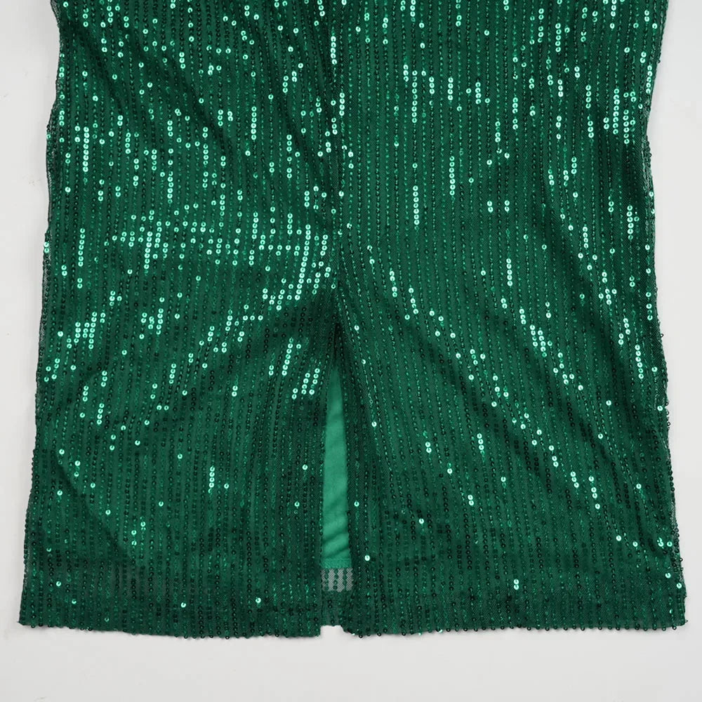 African sequin evening gown with ruffle details, long dress for women, perfect for wedding or party events.
