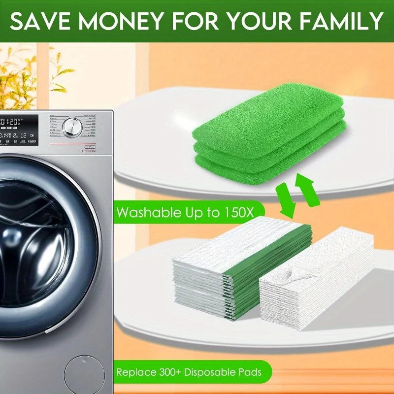 Showlu Fashion Store reusable mop pads with high water absorption, ultra-fine fibers, and secure fit for standard mops.