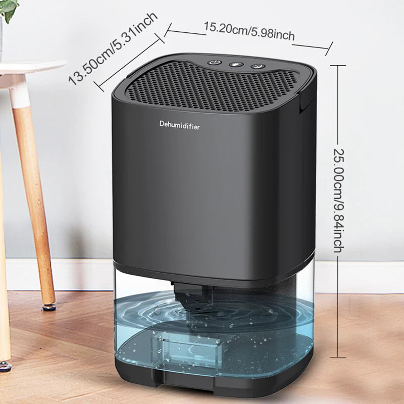 Showlu Smart General mini portable electric dehumidifier on a table, compact design, ideal for small spaces and moisture control.