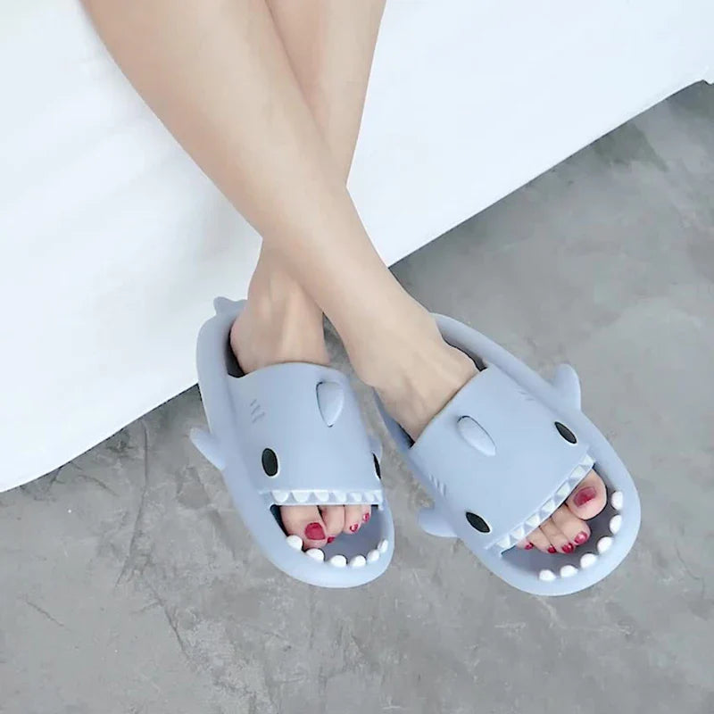 HKAZ Shark Slides by SHOWLU FASHION STORE, non-slip EVA slippers for men, women, and kids featuring shark design and comfortable sole.