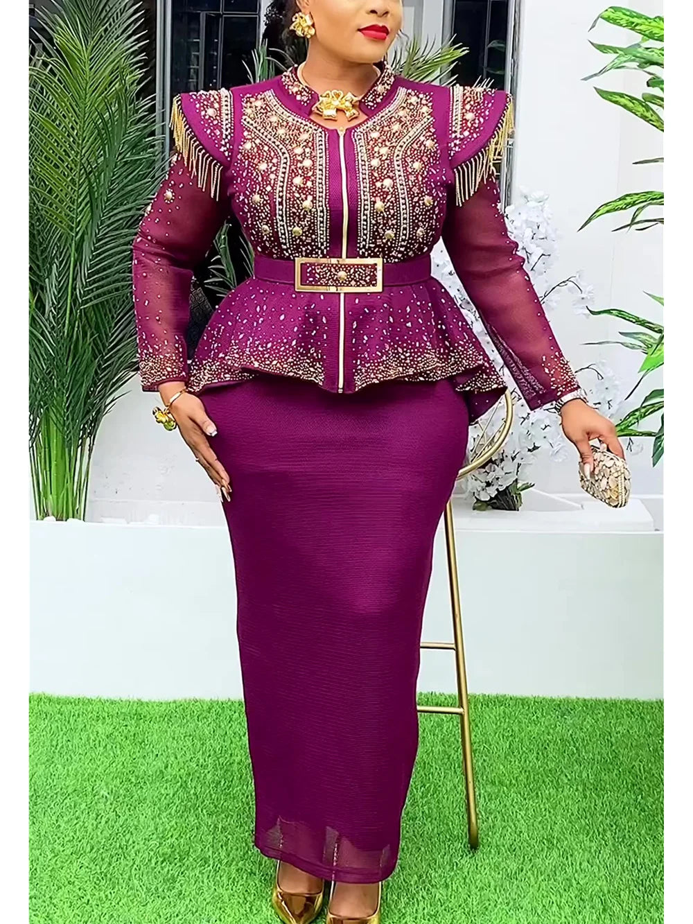African Clothes for Women 2 PCS Sets Tops And Skirts Suits Dashiki Ankara Turkey Outfits Gown Plus Size Wedding Party Dresses SHOWLU FASHION STORE