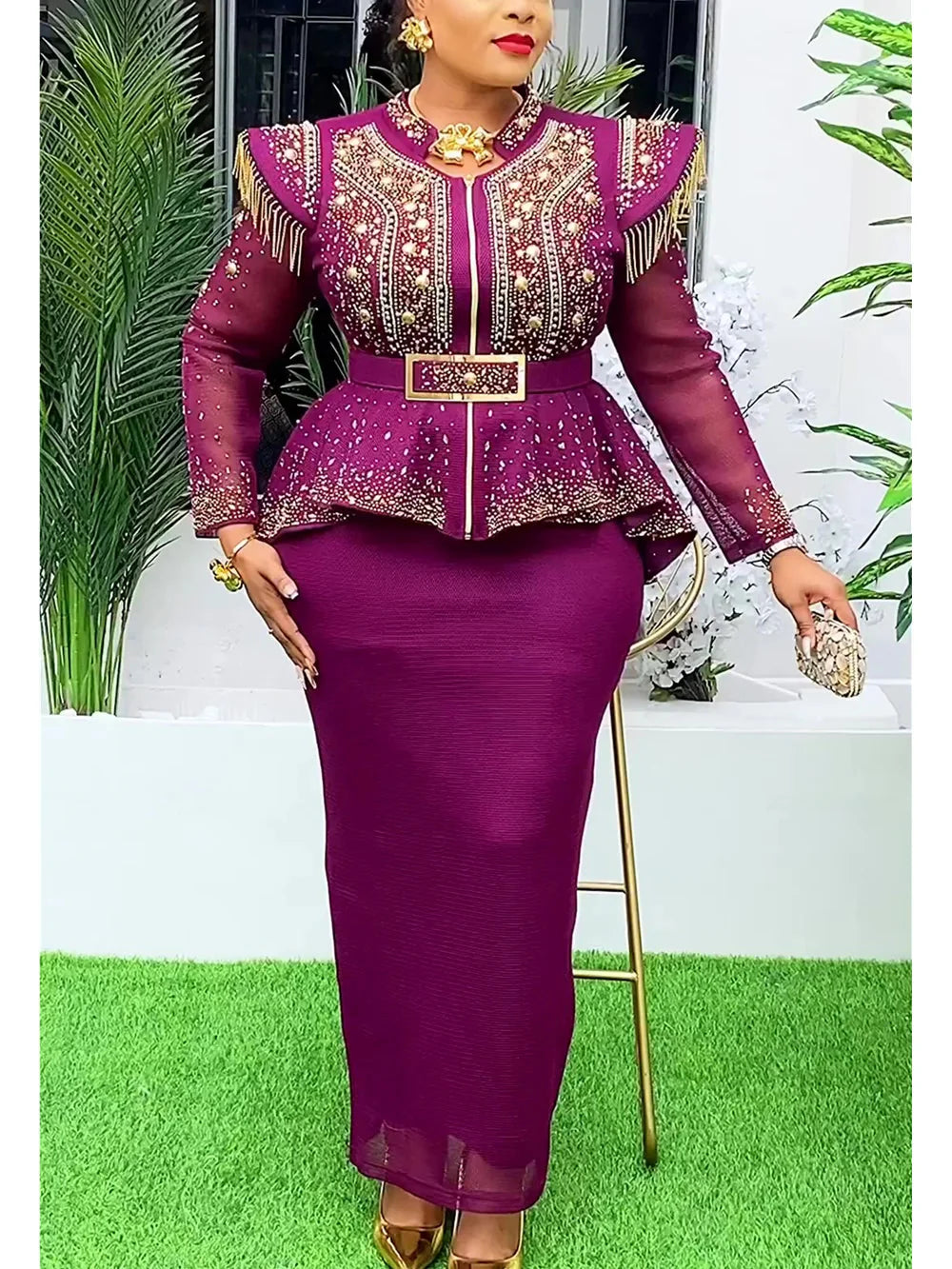 African Ankara 2-piece skirt set by SHOWLU FASHION STORE featuring a vibrant dashiki party gown design.
