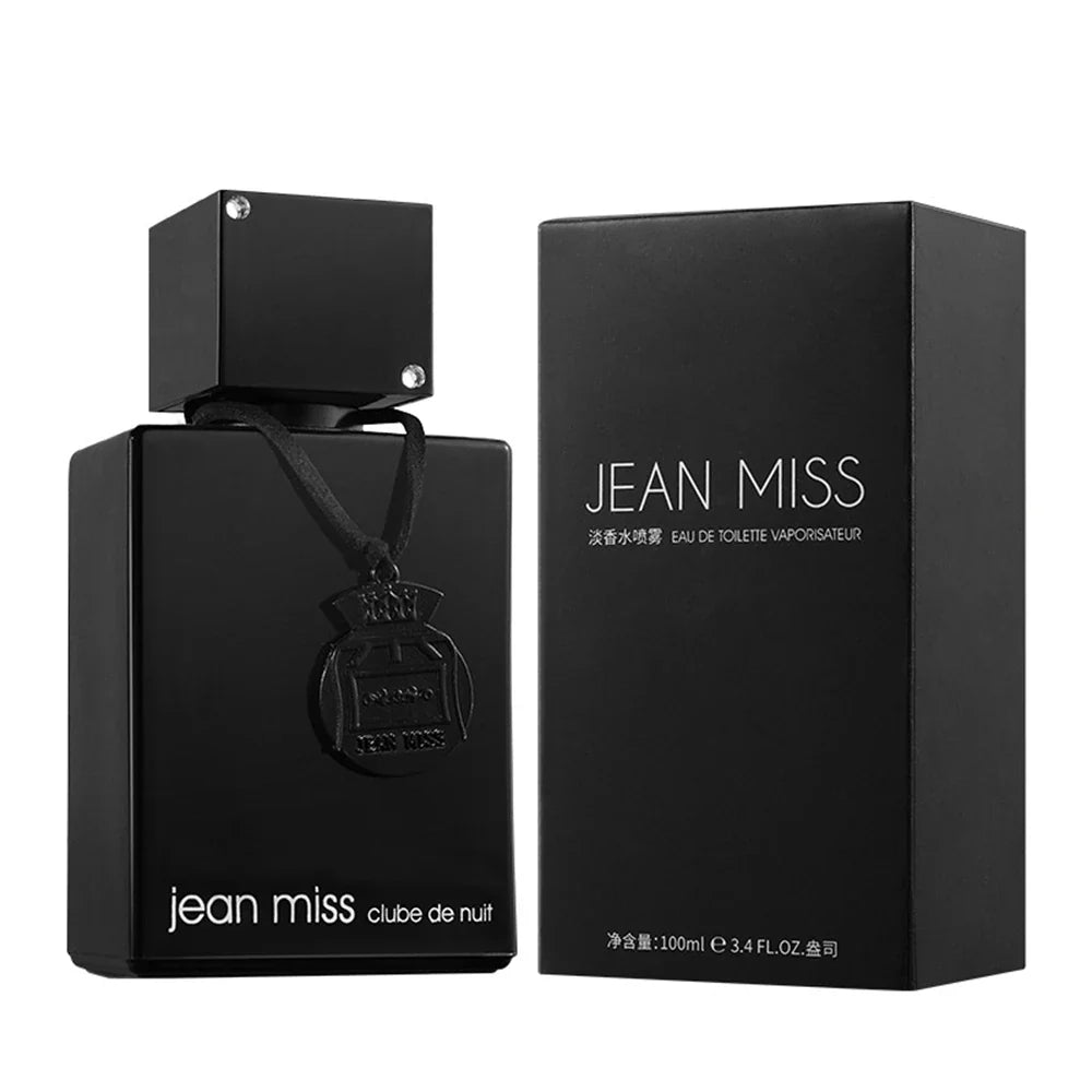 Men's Jean Miss cologne in 100ml bottle, featuring a long-lasting woody floral fragrance with sleek packaging.
