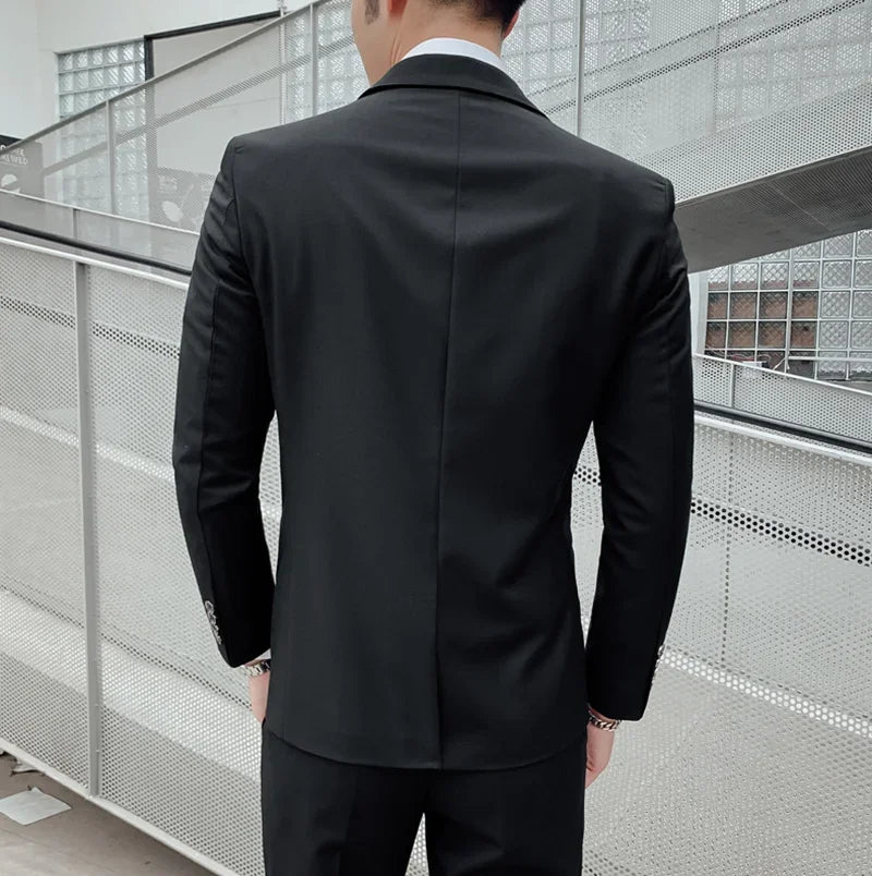 Men's 6XL suit with blazer, vest, and pants, Showlu Fashion casual slim fit business and wedding outfit, solid color outdoor style