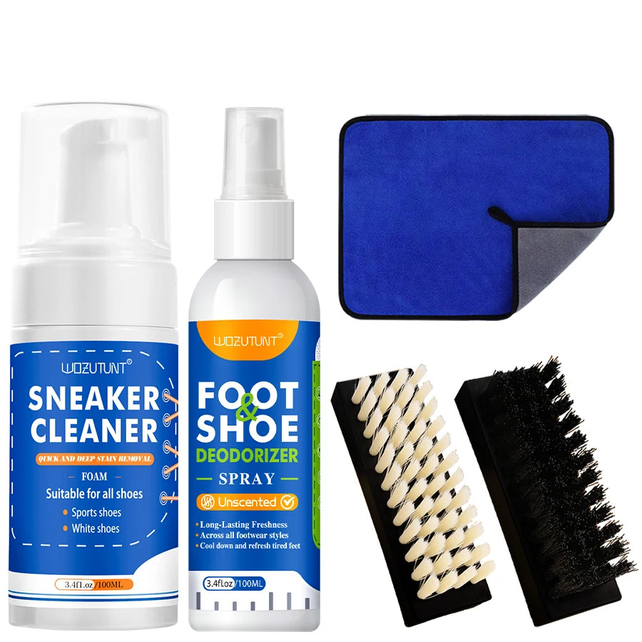 Showlu Smart General Shoe Cleaning Foam bottle with foam cleaning product for sneakers and footwear cleaning.