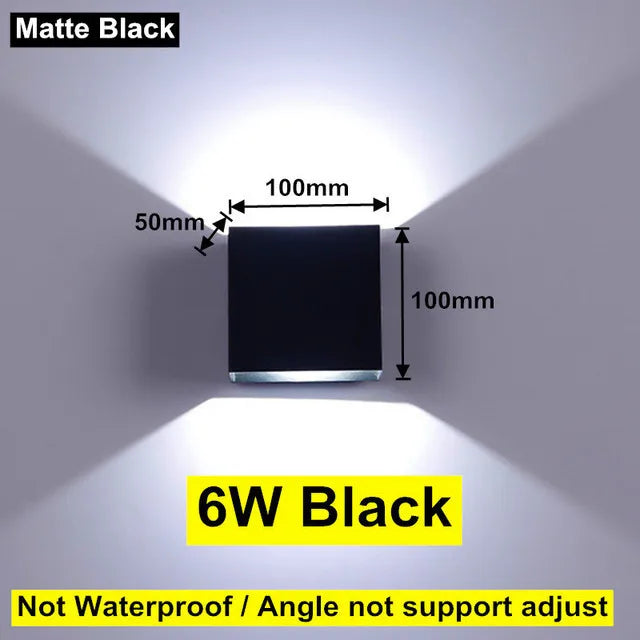 IP65 waterproof LED wall light by Showlu Smart General, 6W or 12W, mounted on exterior wall with bright illumination