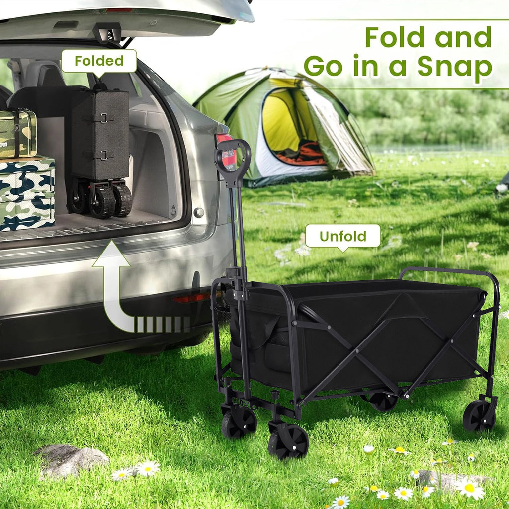 Showlu Smart General foldable beach cart with large wheels, carrying handle, and compact design for outdoor activities and beach trips.