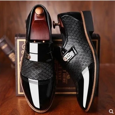 Men's leather Oxford dress shoes by Showlu Fashion Store with a classic design and non-slip soles, suitable for business and formal wear.