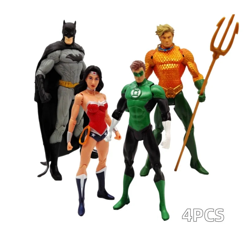 Justice League action figure by Bandai, 18cm movable PVC DC superhero toy with detailed design and poseable limbs.