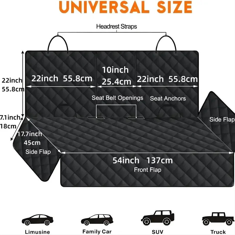 Showlu waterproof dog car seat cover in plaid nylon, designed as a pet travel hammock to protect car seats and keep pets secure.