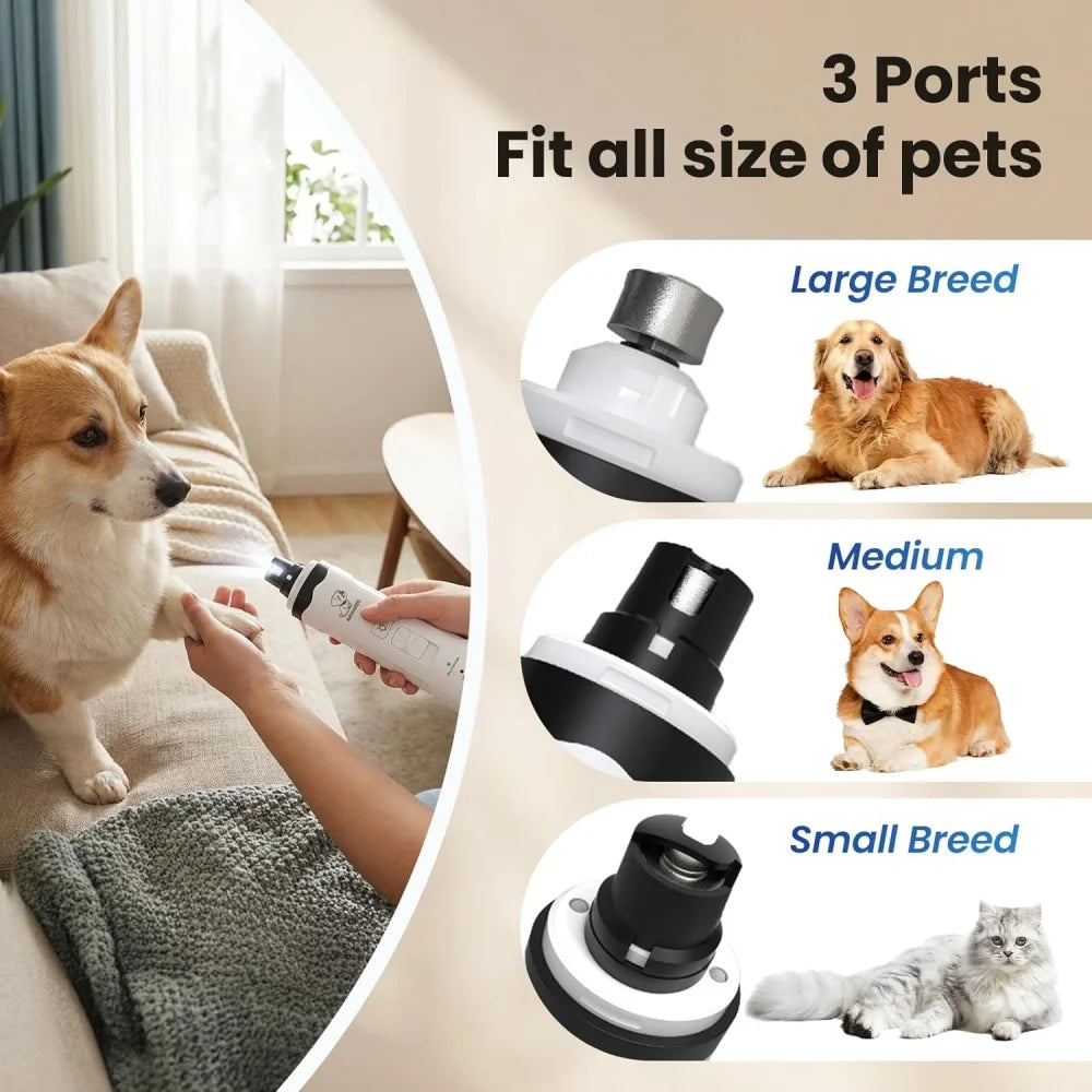 Pet nail grinder from Showlu Fashion Store showing a close-up of the electric nail grooming tool for pets.