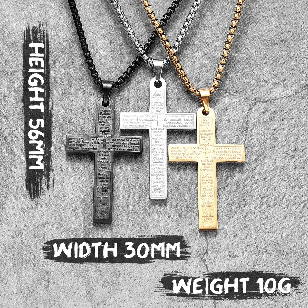 Metal Town stainless steel cross pendant necklace featuring a punk religious design, worn as jewelry accessory