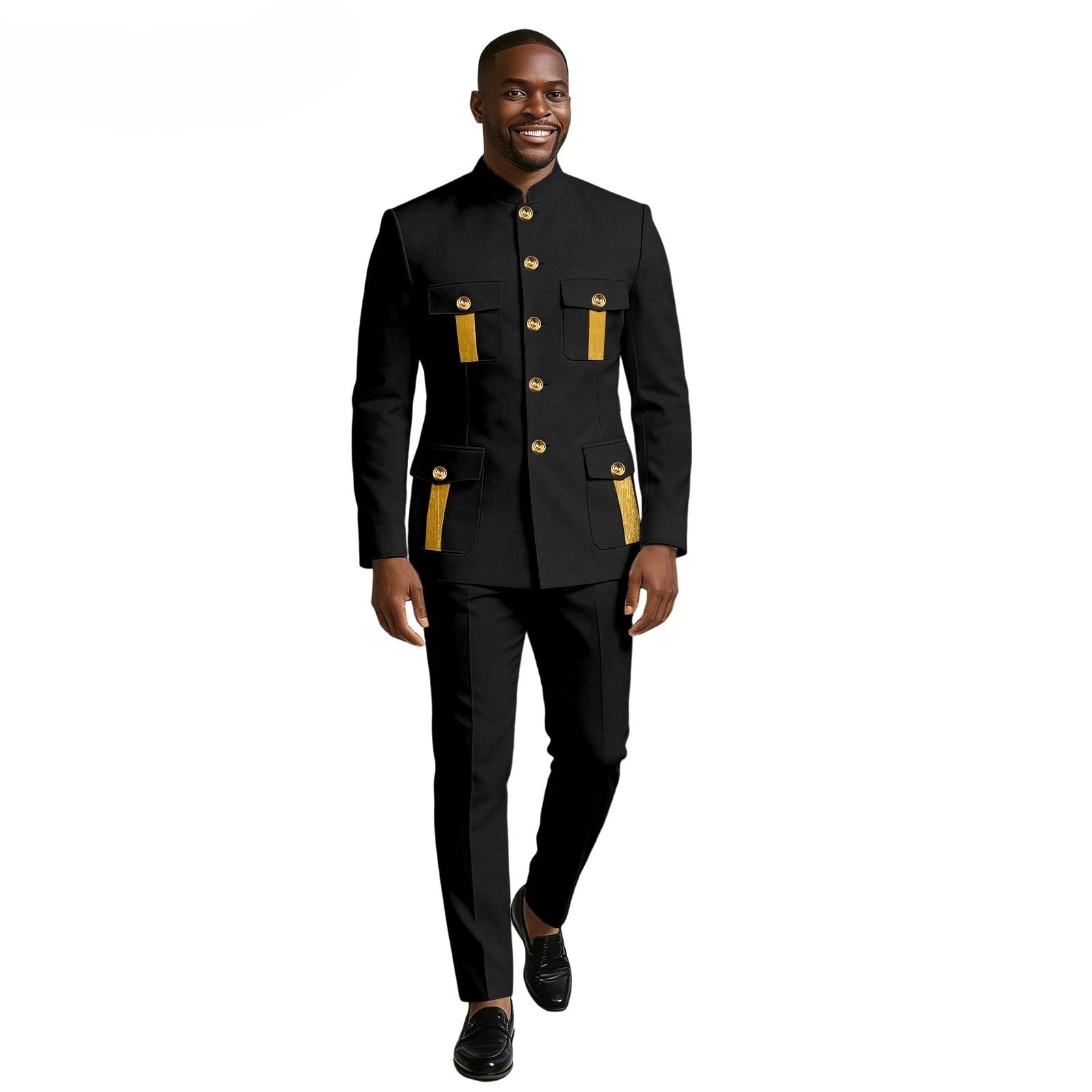Men's double-breasted business suit blazer by Showlu Smart General, formal wedding tuxedo, size XS to 6XL, stylish and tailored.