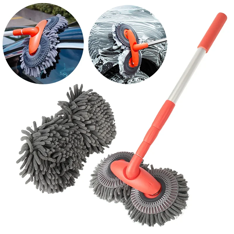 HELLOLEIBOO Double Head Car Wash Mop by SHOWLU FASHION STORE, telescopic handle with chenille cleaning brush for car detailing