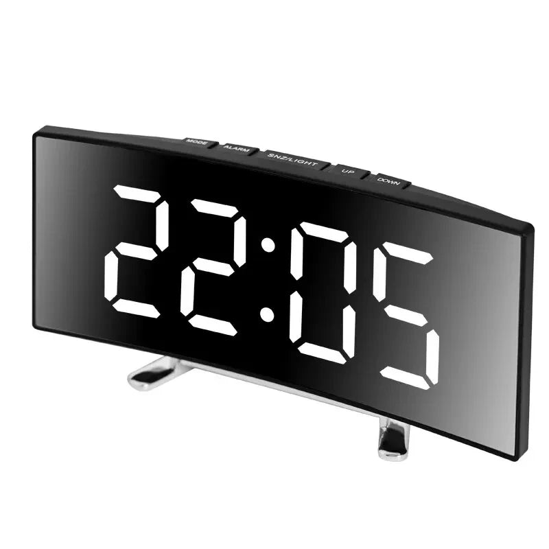 Showlu Smart LED mirror digital alarm clock with USB display, featuring sleek design and easy-to-read time display.