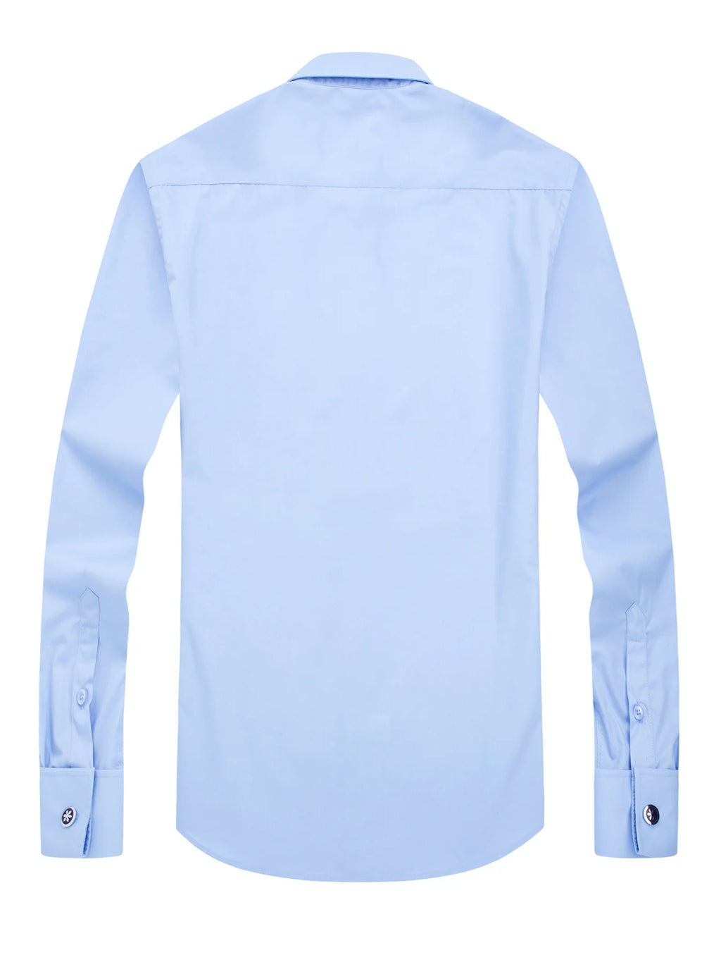Men's slim fit long sleeve formal shirt with French cufflinks, solid color, nail-free design, from Showlu Fashion Store