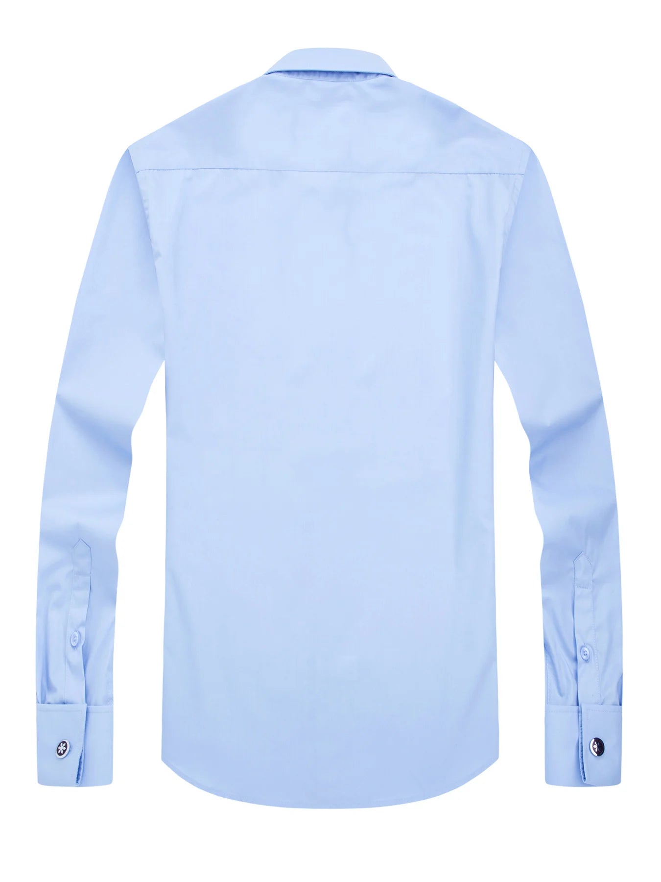 Men's slim fit long sleeve formal shirt with French cufflinks, solid color, nail-free design, from Showlu Fashion Store