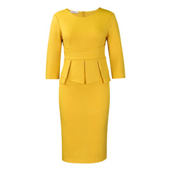 2024 Autumn/Winter new fashion temperament elegant solid color round hip ruffled dress