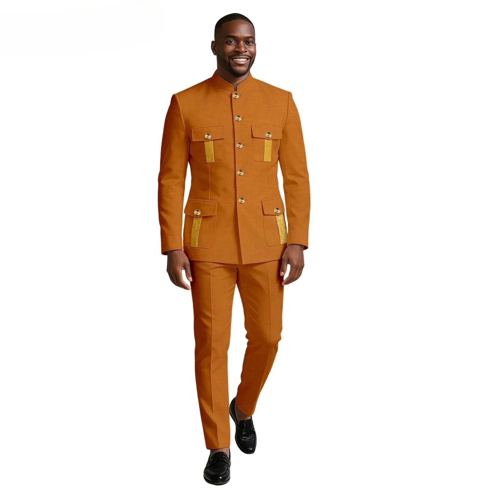 Showlu Smart General men's two-piece formal suit with double-breasted blazer, ideal for business and wedding occasions.