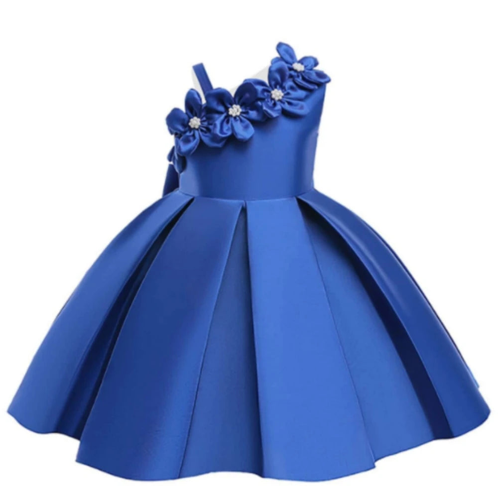 Elegant girls' summer flower party dress with bow detail, perfect for birthdays, Christmas, weddings, and special occasions.
