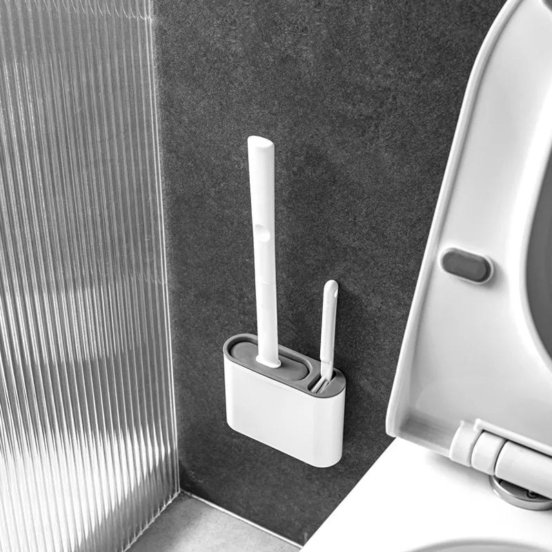 Showlu Smart General silicone toilet brush with holder, featuring a sleek design and flexible bristles for effective cleaning.