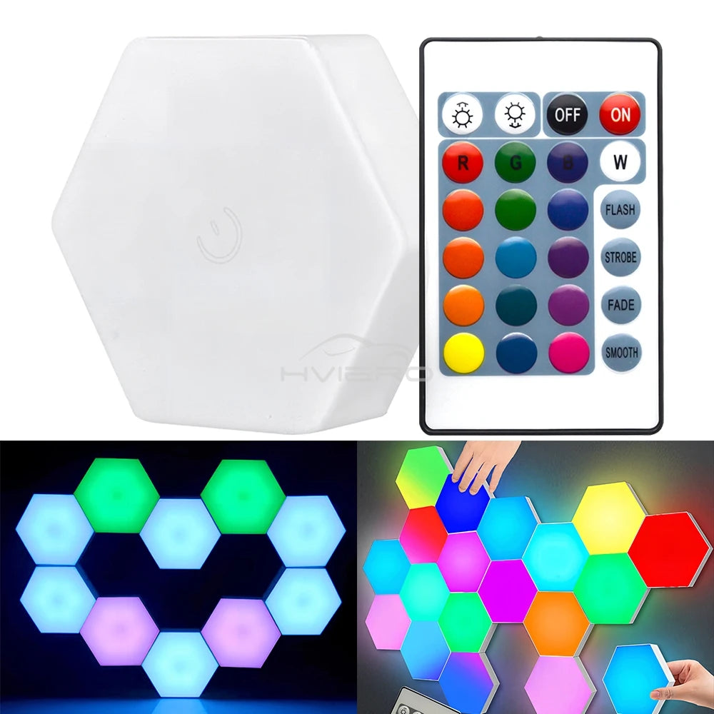 Showlu Smart General LED Touch Wall Tiles illuminated with colorful lighting, showcasing modern decorative wall panel design.