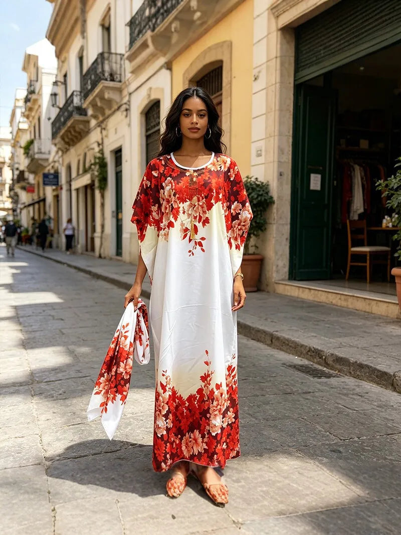 African dresses for women, traditional Dashiki Ankara gown and Muslim Kaftan robe, long colorful maxi dress from Showlu Fashion Store