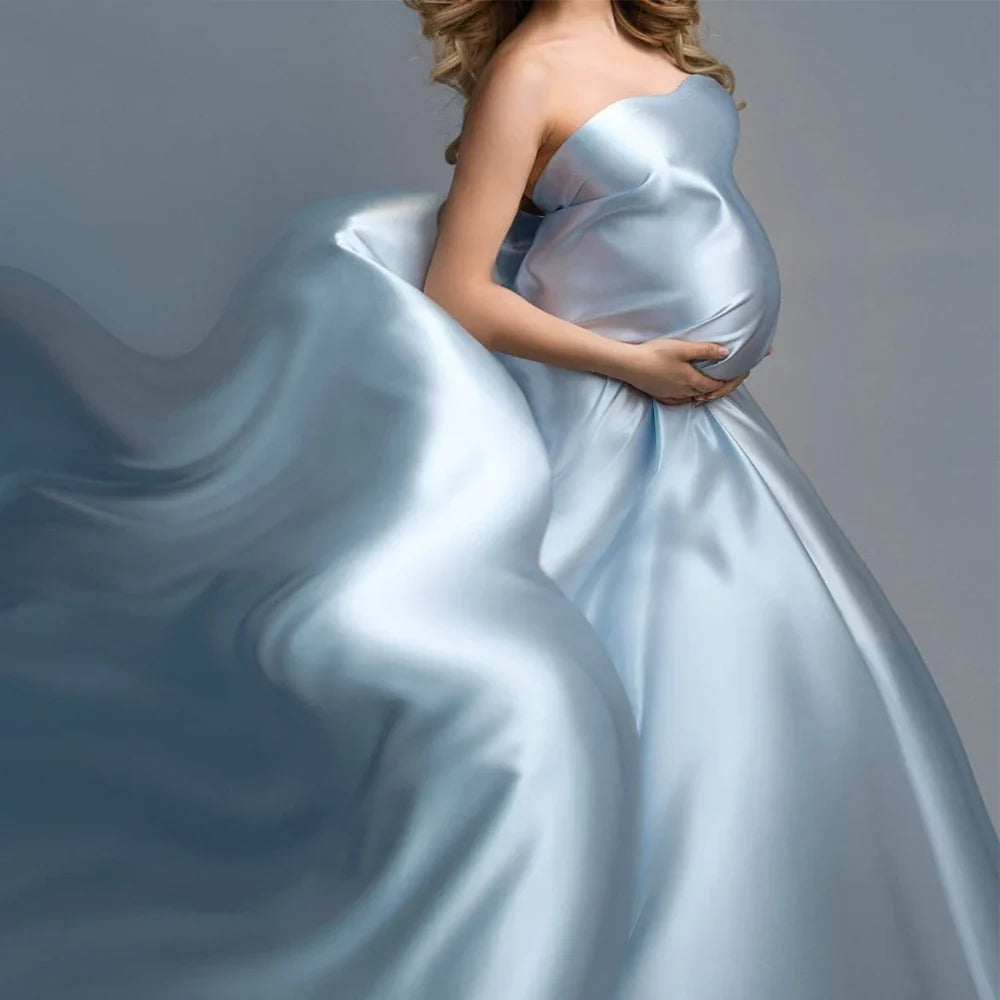 Showlu Maternity Silk Photography Gown in vibrant colors, featuring flowing fabric perfect for maternity photoshoots.