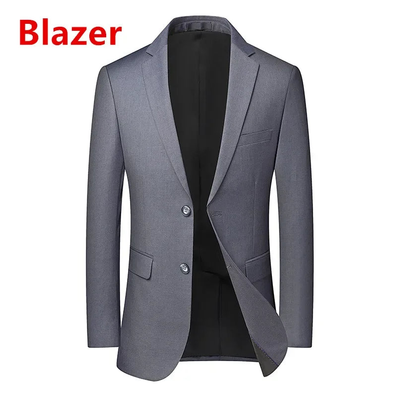 Men's solid color business suit by Showlu Fashion, high-quality men's wedding and banquet suit with classic single-breasted design.