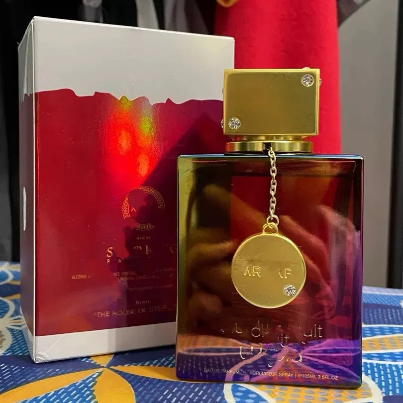 Unisex Armaf Club De Nuit Intense perfume bottle with oriental woody scent, 3.6oz, elegant design, shown in the image.