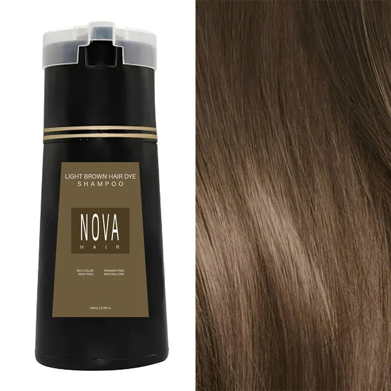 LANBENA 3-in-1 natural hair dye shampoo bottle with black hair color, fast-acting formula, suitable for unisex use.