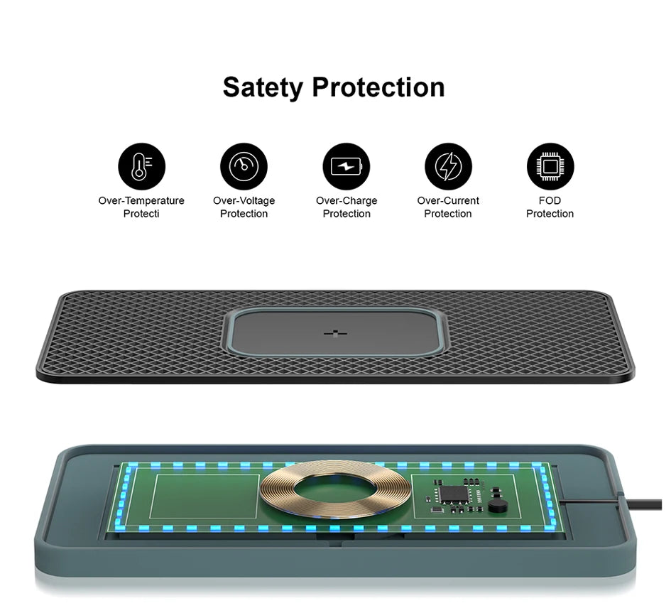 Showlu Smart General Brorikoy 15W Qi wireless car charger with silicone pad for secure phone mounting and fast charging.