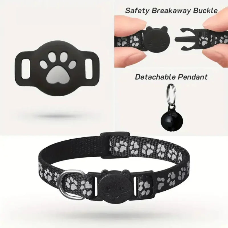 Waterproof Showlu Smart GPS pet tracker collar on a cat, featuring a sleek design for locating cats and kittens easily.