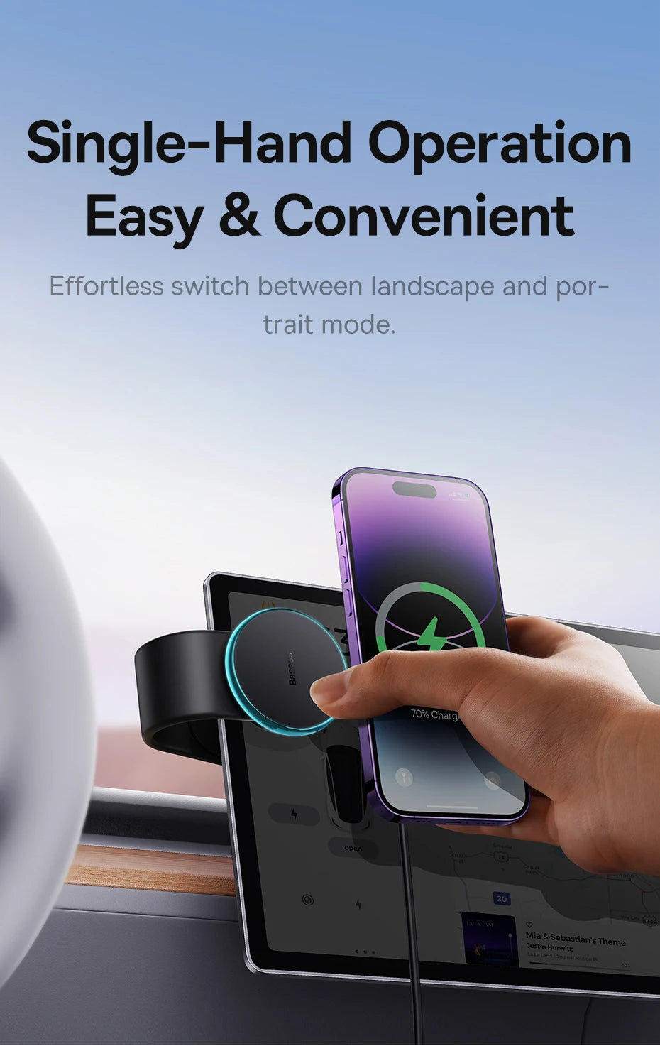 Showlu Smart general magnetic foldable car phone holder attached to dashboard, with phone securely held in place.