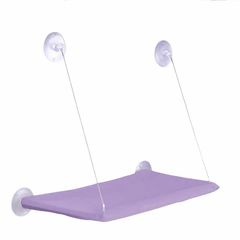 Showlu Cat Window Perch hanging hammock bed for indoor cats, featuring a stable design and soft fabric for comfortable lounging.