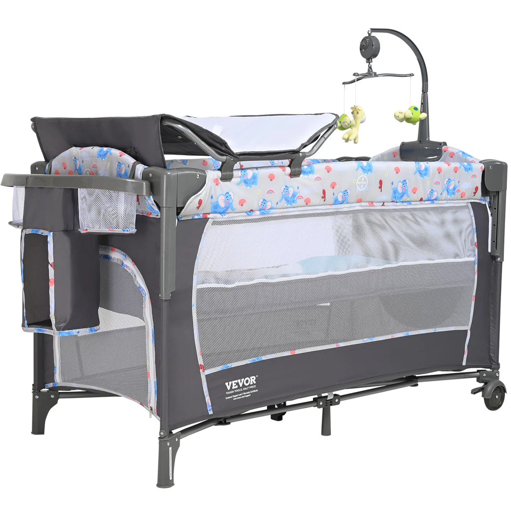 Showlu Fashion Store baby bassinet with wheels, foldable design, storage basket, and 77-pound load capacity for bedside sleeping.