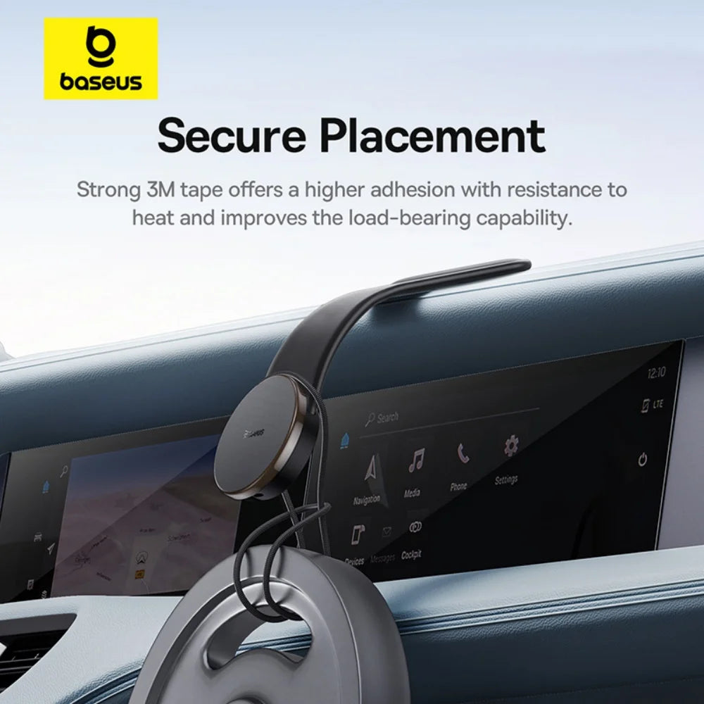 Showlu Smart Magnetic Foldable Car Phone Holder attached to dashboard, featuring adjustable design and strong magnetic grip.