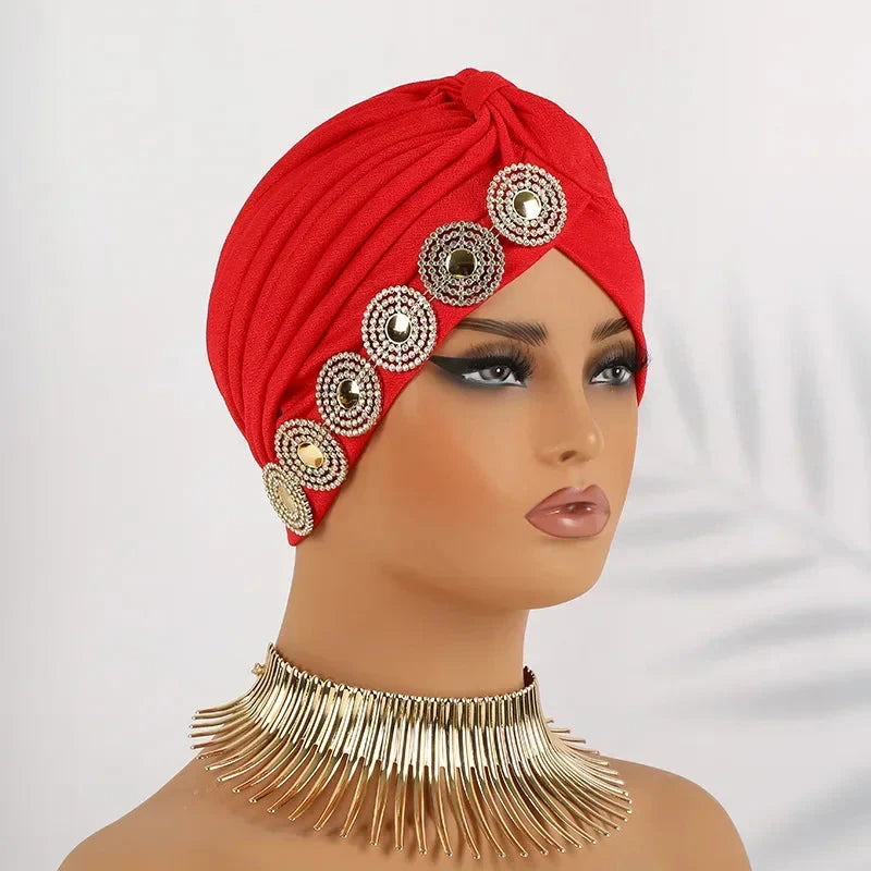 Showlu Fashion women's diamond pleated turban hijab chemo cap wrap, stylish and comfortable head covering for women.