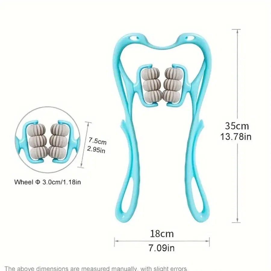 SHOWLU Six Wheel Cervical Massager for neck and shoulders, manual roller designed to relieve tension and muscle pain.