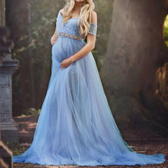 Maternity Dress Wedding Dresses Clothes Breast Feeding Dress Supplier Elegant Large Swing Lace Maternity Dresses Photoshoot