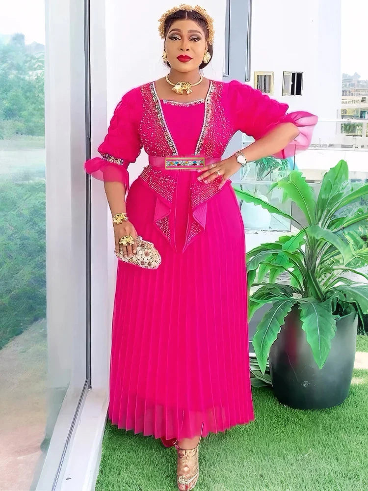 Showlu African Dashiki Ankara evening gown, women's kaftan party dress with vibrant patterns and flowing fabric, stylish and elegant.