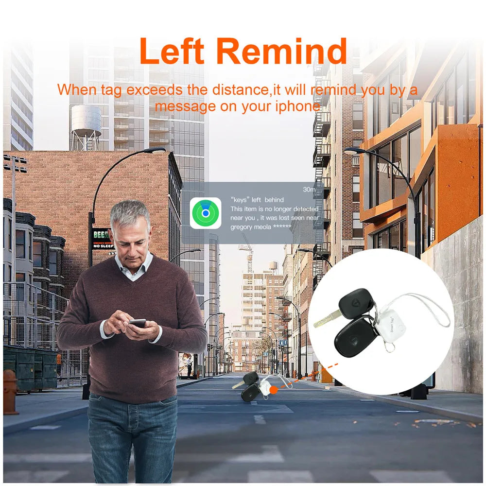 Showlu Smart Bluetooth key finder tracker compatible with Find My, small device with keyring attachment for locating misplaced keys