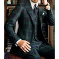 Elegant men's plaid blazer from Showlu Fashion featuring a single-breasted design, notch lapel, and matching suit jacket, pants, and vest.