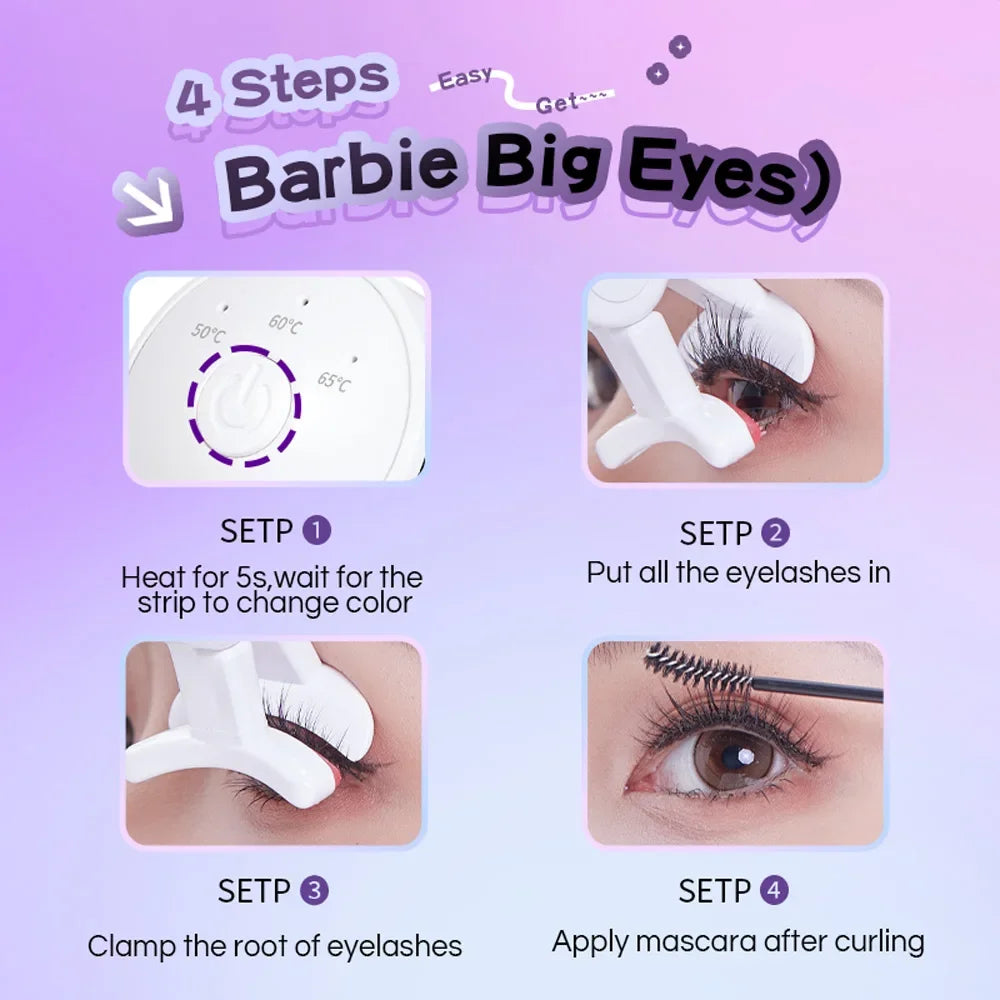 Showlu Smart General heated eyelash curler with a sleek design, showing the device ready to curl eyelashes.
