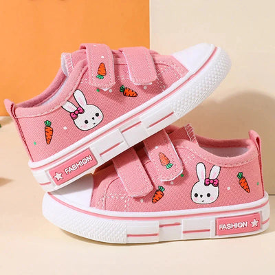 ROMSUNSCN Kids Cartoon Canvas Sneakers – Breathable Hook and Loop Shoes