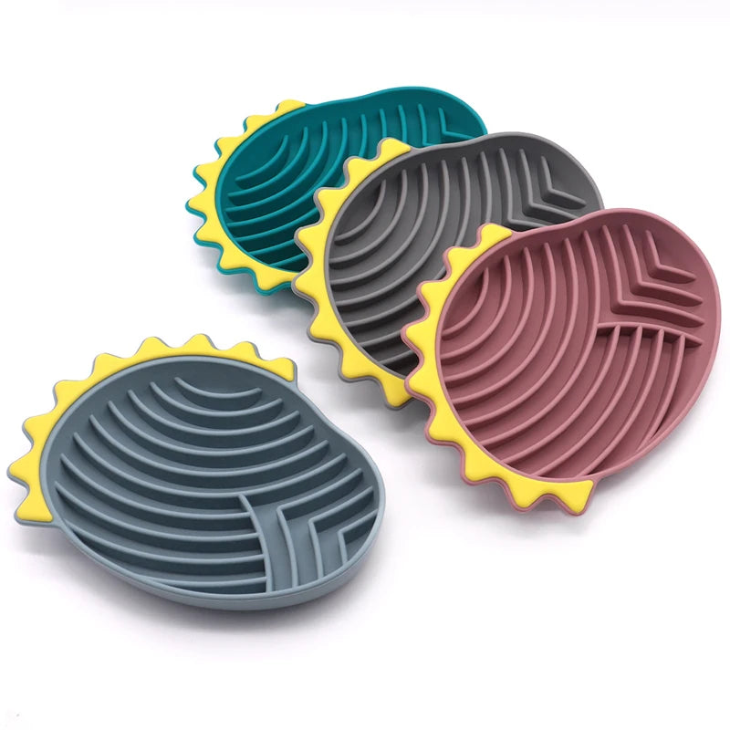 Showlu Fashion Store silicone dog slow food bowl with anti-slip and anti-knockover features, designed for feeding and training pets.