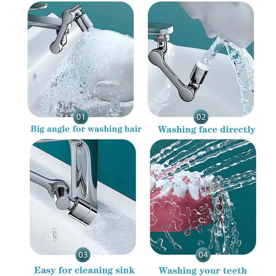 Showlu Brass 1080 Swivel Faucet Extender with 2-mode aerator, showcasing its shiny brass finish and adjustable swivel feature.