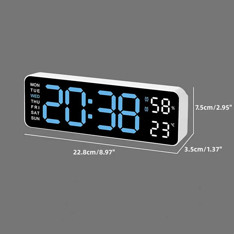 Large LED digital wall clock by Showlu Smart General with USB alarm, clear display, perfect for home or office use.